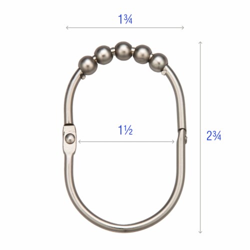 2LB Depot Wide Shower Curtain Rings/Hooks Set, Brushed Nickel Finish, Set of 12 Perspective: top