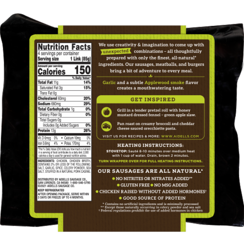 Aidells® Savory Applewood Hardwood Smoked Chicken Sausage Links Perspective: top
