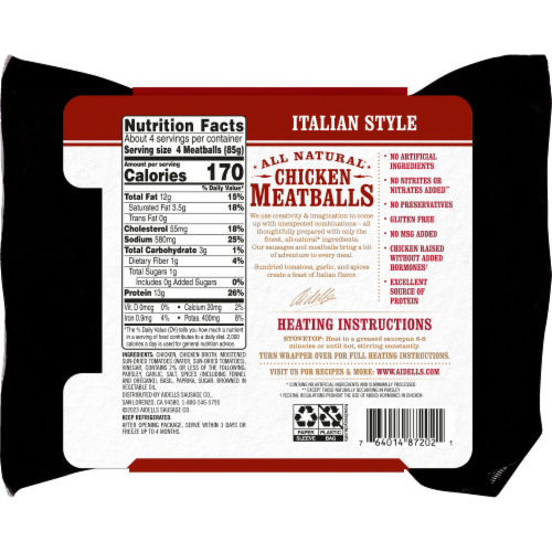Aidells® Chicken Meatballs Italian Style with Mozzarella Cheese Perspective: top