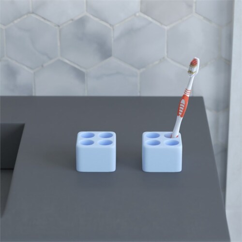 Fancy Bath Outlet Diatomite Quick-Dry Stone Toothbrush Holder in Blue Perspective: top