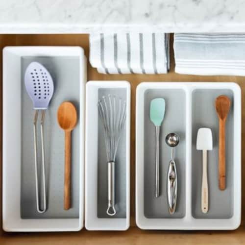 madesmart® Classic Mini Utensil Tray - White/Grey Perspective: top