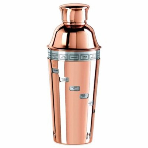 Oggi™ Copper Plated Dial A Drink™ Cocktail Shaker Perspective: top