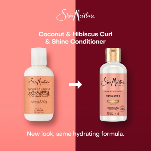 SheaMoisture Curl & Shine Coconut & Hibiscus Conditioner, Travel Size Perspective: top