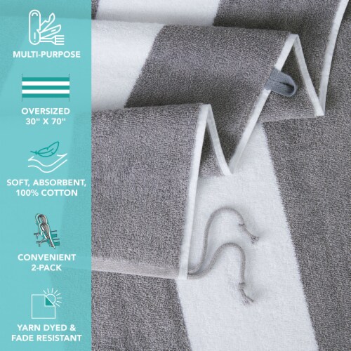 Arkwright Tie & Dry Beach Towel (2 Pack), 30x70 in, Alloy Perspective: top