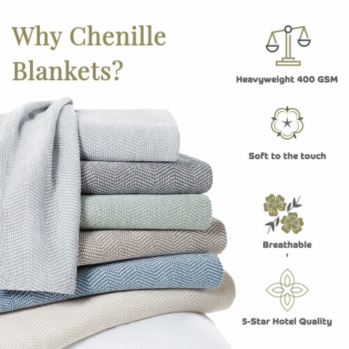 Aston and Arden Luxury Chenille Throw Blanket 50x70 Premium Ringspun Cotton 5 Star Hotel 1 unit Metro Market