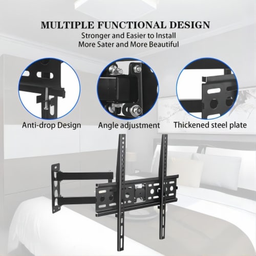 SUGIFT Full Motion Tv Wall Mount For Most 26-65 Inch Tv Up To 77 Lbs Max Vesa 400x400mm Perspective: top