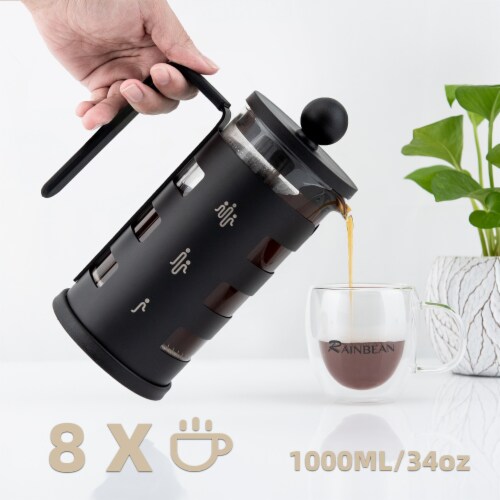 Stainless Steel 4-Cup French Press Coffee Maker with 4 Level Filtration System Perspective: top