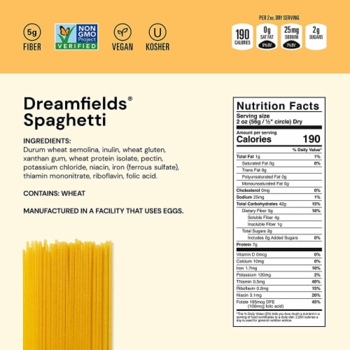 Dreamfields Vegan with Fiber Spaghetti Pasta Perspective: top