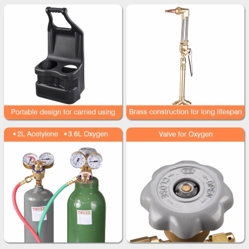 Portable Weld Torch Tank Kit Twin Tote Oxygen Acetylene Oxy Cutting Brazing DOT Perspective: top