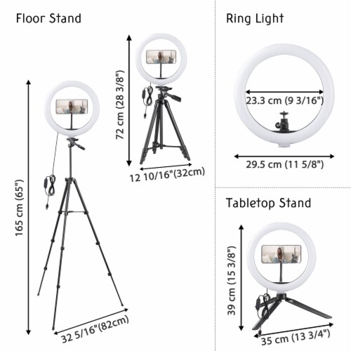 10x8.5 Ft Background Backdrop Stand Kit 12 LED Ring Light Dimmable Photo Video Perspective: top