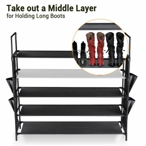 Yescom 2 Pack 5 Tier Metal Shoe Rack 50 Pair Storage Stackable