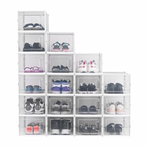 Yescom Shoe Storage Box Sneaker Case Stackable Organizer 2 6 8 18 36 Pack 1 QFC