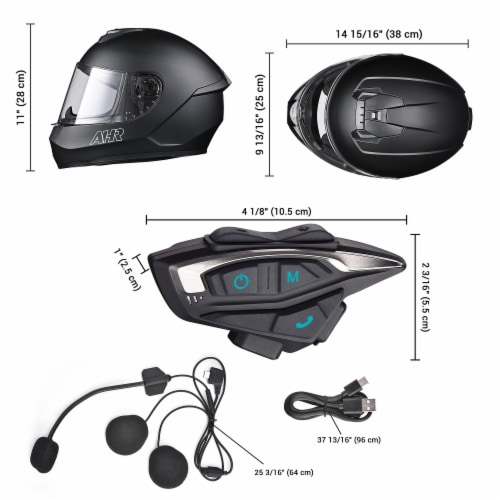 AHR DOT Motorcycle Helmet Bluetooth 5.2 Headset Intercom Full Face