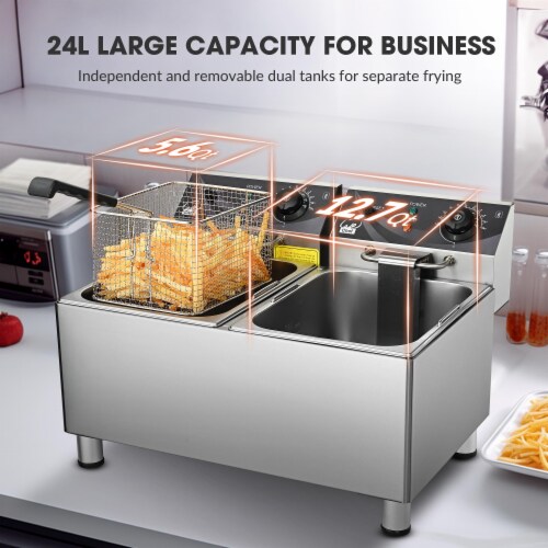 WeChef Commercial Deep Fryer 24L Dual Tank Electric Deep Fryers with Basket Stainless Steel 24L 7200W 240V Fred Meyer