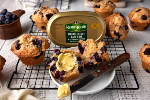 Kerrygold Grass-Fed Pure Irish Salted Softer Butter Tub Perspective: top