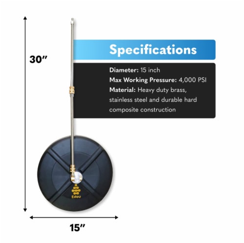 EDOU 15  Pressure Washer Surface Cleaner|Composite|HEAVY DUTY|4,000 PSI Max Perspective: top