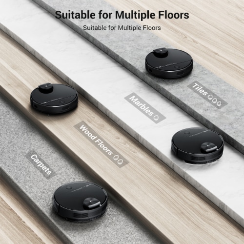 Viomi Smart Robot Vacuum V3 Max Duster Vacuum and Mop for Multi Floors, Black Perspective: top