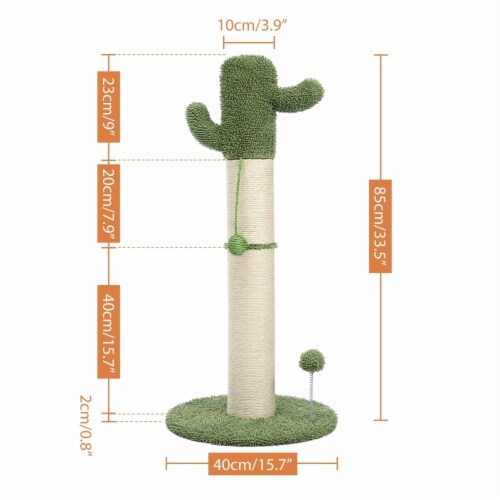 Cactus Cat Tree Cat Scratcher with Sisal Scratching Post and Interactive Dangling Ball For Perspective: top