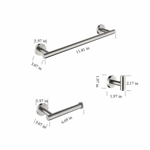 Brushed Nickel 3 - Piece Bathroom Hardware Set Perspective: top