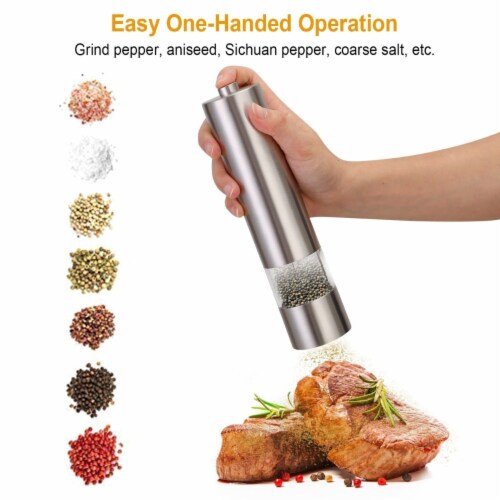 Electric Salt Pepper Grinder with Light Adjustable Coarseness Stainless Steel Salt Pepper Perspective: top