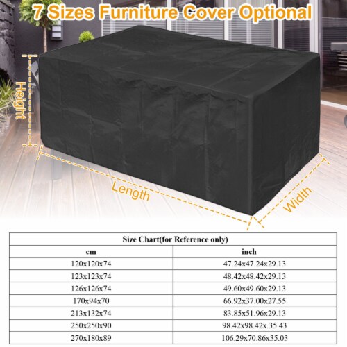 210D Waterproof Outdoor Furniture Cover Windproof Dustproof Patio Furniture Protector Oxford Perspective: top