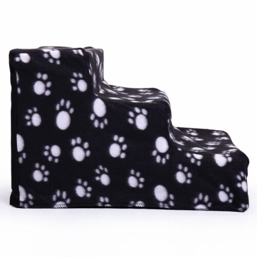 3 Steps Pet Stairs for Dogs and Cats - White claw with black bottom Perspective: top