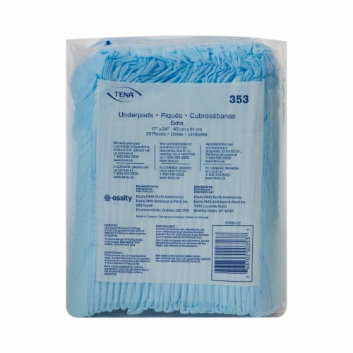 TENA Extra Disposable Underpad Polymer 17X24 353 25 pads Perspective: top