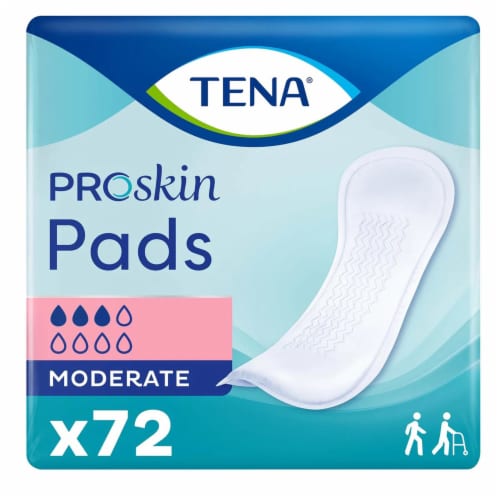 TENA ProSkin Moderate Unisex Incontinent Pad Regular Length 11 L 41309, Moderate, 72 Ct Perspective: top