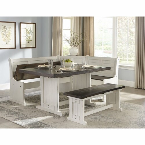 Sunny Designs Carriage House Wood Breakfast Nook Set in Off White