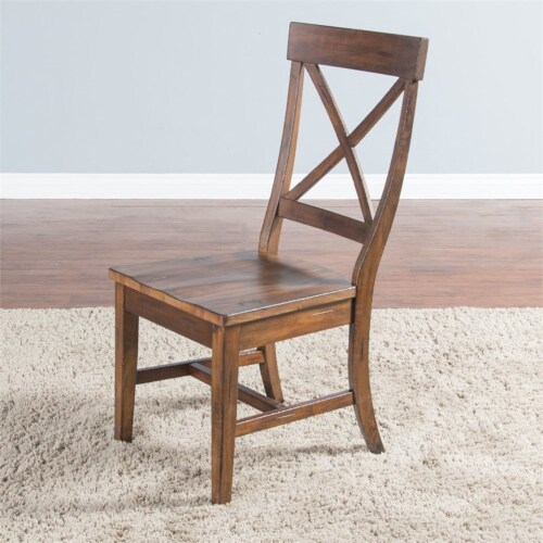 Sunny Designs Tuscany 18  Mahogany Wood Crossback Chair in Medium Brown Perspective: top
