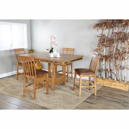 Sunny Designs Sedona 24  Wood Slatback Barstool with Cushion Seat in Rustic Oak Perspective: top