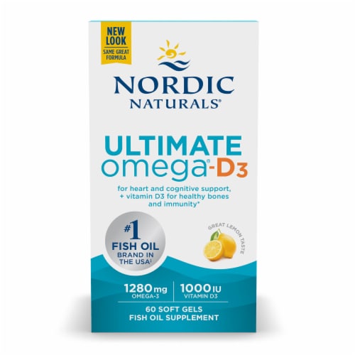 Nordic Naturals® Ultimate Omega®-D3 Lemon Soft Gels Perspective: top