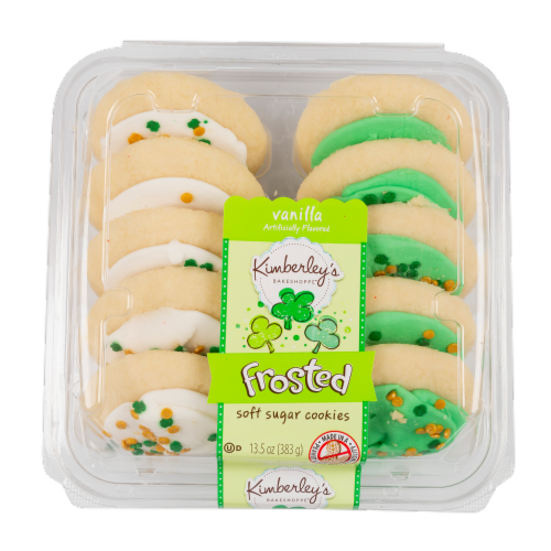 Kimberley's Bakeshoppe Vanilla Frosted Cookies - St. Patrick's White & Green Perspective: top