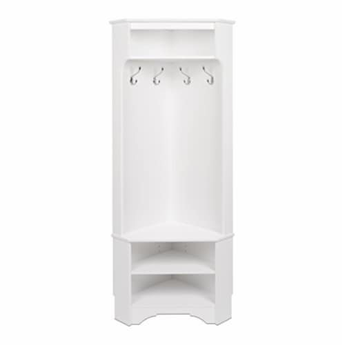 Prepac Corner Hall Tree in White Perspective: top
