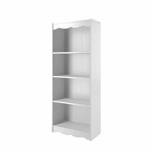 Corliving Hawthorn 60  Tall 4 Shelf Bookcase in Frost White Perspective: top