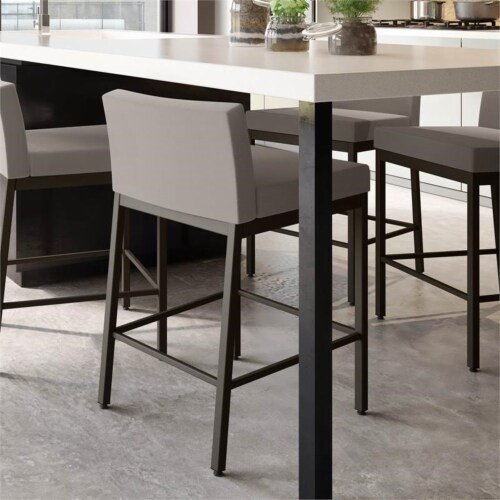 Amisco Fairfield Plus 26 Faux Leather Counter Stool in Taupe Gray Dark Brown 1 Dillons Food Stores