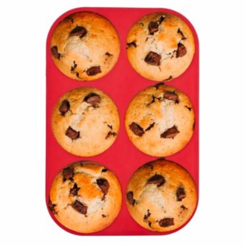 Mrs Anderson's Baking 6Cup Muffin Top Pan, BPA Free, Non-Stick European-Grade Silicone Perspective: top