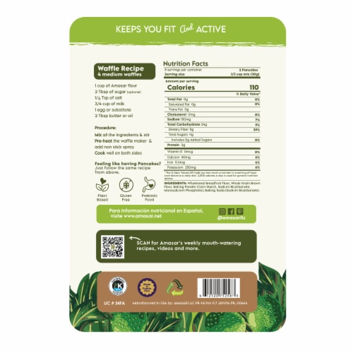 Amasar - Breadfruit Pancake and Waffle Mix 8.5 oz - 3pk (Save 15% this Earth Month) Perspective: top