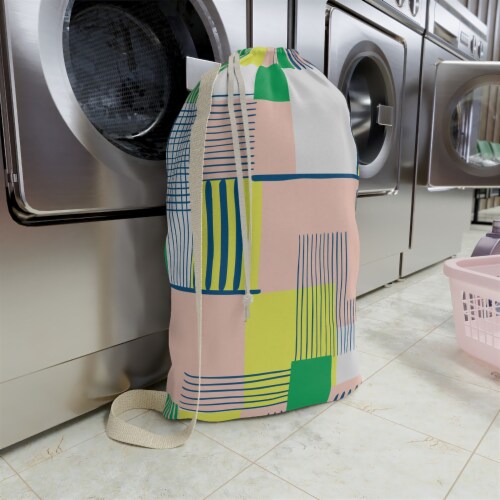 Laundry Drawstring Bag with Strap Heavy Duty Bag Travel Dirty Clothes Bag Perspective: top