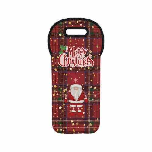 Christmas Wine Carrier Tote Bag Portable Wine Bag Stain Resistant Neoprene Wine Tote Bag Perspective: top