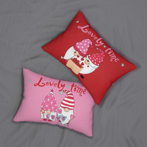Valentines Day Gnome Throw Pillow Couch Bed Sofa Lumbar Pillow, Valentines Gift Pillows Perspective: top