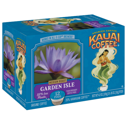 Kauai Coffee Garden Isle Medium Roast Ground Coffee Single-Serve Pods Perspective: top