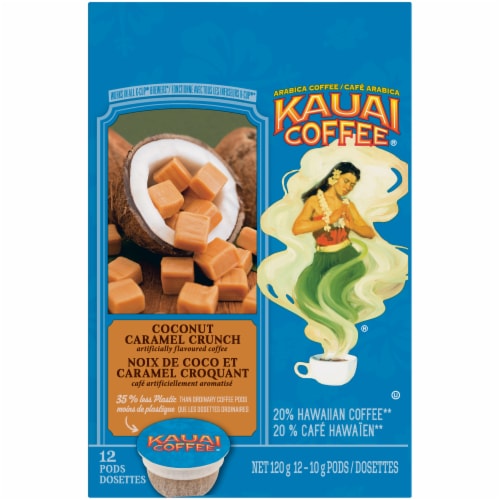 Kauai Coffee® Coconut Caramel Crunch Coffee Single-Serve Pods Perspective: top