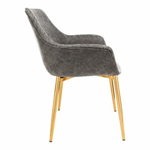 Markley Modern Leather Dining Armchair Kitchen Chairs With Gold Metal