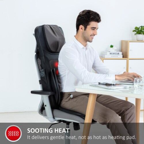 Kneading Full Back Massager with Heat Adjustable Compression Shiatsu Chair  Pad