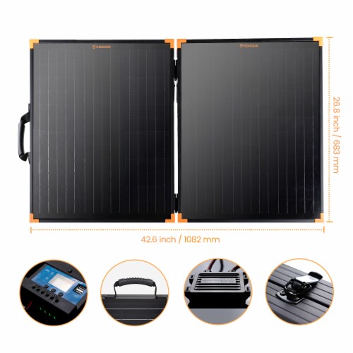 FLEXSOLAR G100 100 Watt Briefcase Foldable Portable Solar Panel Charger w/ Stand Perspective: top
