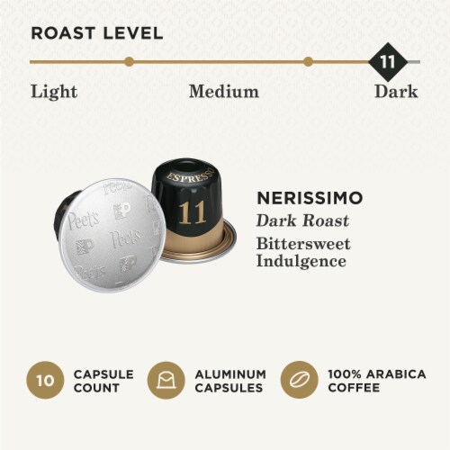 Peet's Coffee® Nerissimo Dark Roast Espresso Coffee Capsules for Nespresso Original Machines Perspective: top