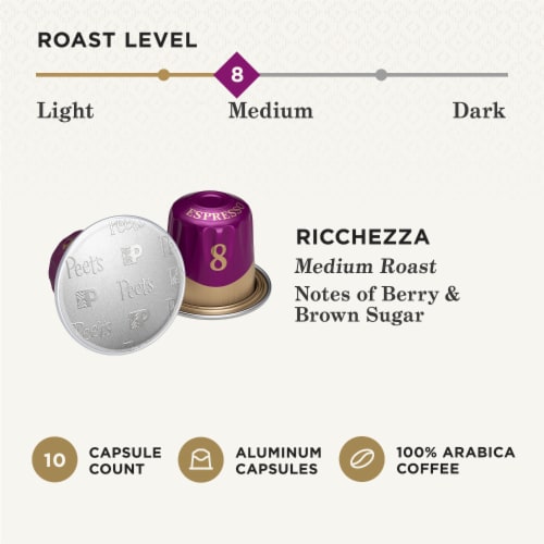 Peet's® Espresso Ricchezza Intensity 8 Medium Roast Coffee Pods Perspective: top