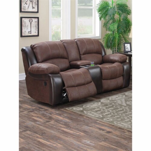 E-Motion Furniture Fabric Deep Seating Recliner Loveseat with Console ...