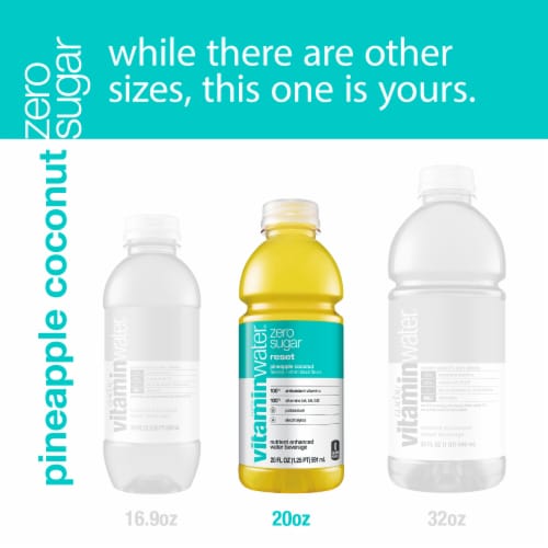 Vitaminwater Zero Sugar Reset Pineapple Coconut No Sugar Added Electrolyte Enhanced Water Drink Perspective: top